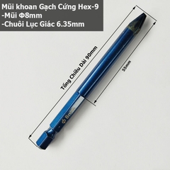 Mũi khoan gạch men cứng Hex-9 Mũi lệch tâm  Thẳng