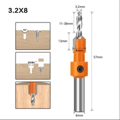 Mũi khoan doa âm vít gỗ 2 tầng - Thép HSS4341