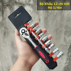 Bộ Khẩu SOCKET Gồm 12 Chi tiết từ 8 - 24mm Hệ 1/2 và 1/4