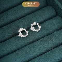 Khuyên tai bạc ECJ21 Trái tim đỏ rực lửa s925 ChariotJewelry