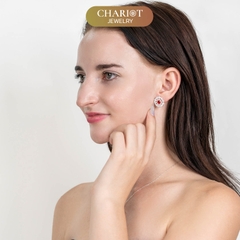 Khuyên tai bạc ECJ24 Vòng xoay hoa mặt trời s925 ChariotJewelry
