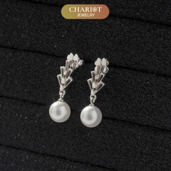 Khuyên tai bạc ECJ31 Dainty Pearl Droplets s925 ChariotJewelry