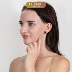Khuyên tai Bạc ECJ23 Trái tim đá s925 ChariotJewelry