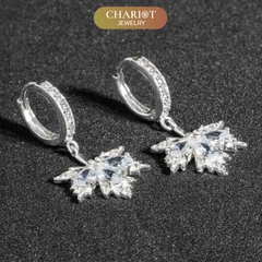 Khuyên tai bạc ECJ58 lá phong thả rơi dịu dàng, nữ tính ChariotJewelry