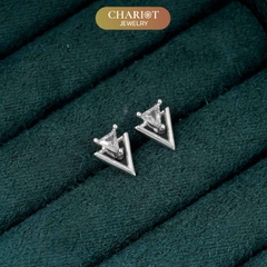 Khuyên tai bạc ECJ62 hình tam giác đính đá ChariotJewelry