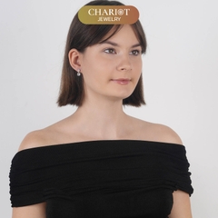 Khuyên tai bạc ECJ63 dáng thả đá vuông mộng mơ, cá tính ChariotJewelry