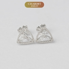 Khuyên tai bạc ECJ36 Tam giác Hoa s925 ChariotJewelry