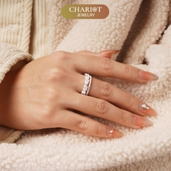 Nhẫn Bạc NCJ59 2 line đá vuông ChariotJewelry