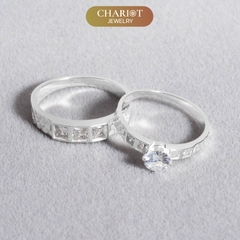 Nhẫn đôi bạc S925 nam nữ NCJ120 Square Stone, nhẫn couple bạc, quà tặng Valentine ý nghĩa dành tặng bạn gái, ChariotJewelry