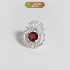 Khuyên tai bạc ECJ57 bông tai giọt đỏ quyến rũ, sang chảnh ChariotJewelry