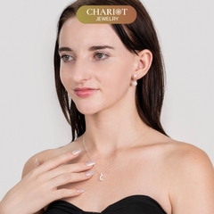 Dây chuyền DCJ110 thiết kế giọt nước đính ngọc trai  bạc 925 ChariotJewelry