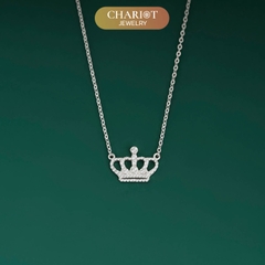 Dây chuyền s925 DCJ112 thiết kế hình vương miệng, đính đá CZ lấp lánh, ChariotJewelry