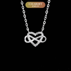 Dây chuyền bạc DCJ45 trái tim vô cực đính đá lấp lánh s925 ChariotJewelry