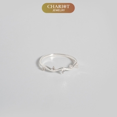Nhẫn bạc NCJ115 Glittering Wave đính đá CZ, ChariotJewelry