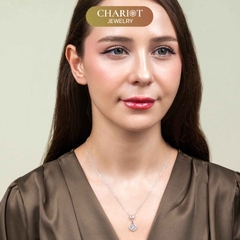 Dây chuyền DCJ40 S925 giọt nước đính đá bạc, quà tặng Valentine ý nghĩa,  Chariot Jewelry