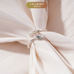 Nhẫn Bạc NCJ24 Hình Lá Kết Hợp Đính Đá Độc Đáo Chariot Jewelry