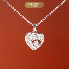 Dây chuyền bạc DCJ43 S925 Trái tim lấp lánh, quà tặng 8-3 ý nghĩa, Chariot Jewelry