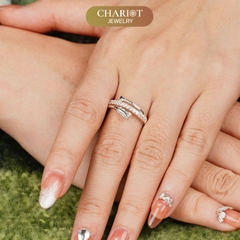 Nhẫn bạc NCJ08 Hình Mũi Tên Đính Đá Lấp Lánh Chariot Jewelry