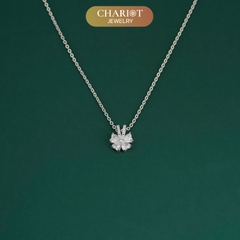 Dây chuyền bạc s925 DCJ204 hình hoa đính đá, ngọt ngào và tinh tế cho phái nữ, ChariotJewelry