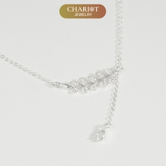 Dây chuyền bạc s925 DCJ160 nhành Olive đính đá CZ lấp lánh ChariotJewelry