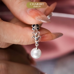 Khuyên tai bạc ECJ31 Dainty Pearl Droplets s925 ChariotJewelry