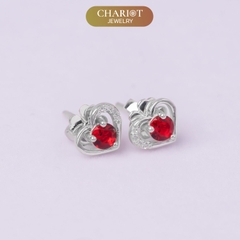 Khuyên tai bạc ECJ21 Trái tim lấp lánh s925 ChariotJewelry