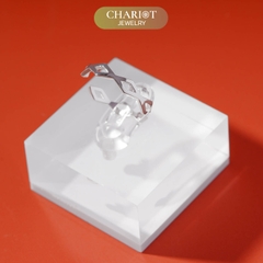 Nhẫn Bạc NCJ34 Stackable Hoạ Tiết Hình Thoi Chariot Jewelry