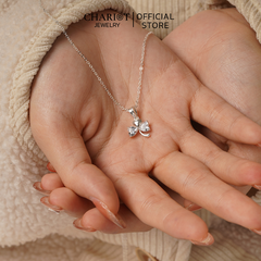 Dây chuyền DCJ67 cỏ 3 lá đính đá sắc màu bạc 925 ChariotJewelry