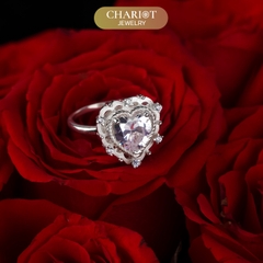 Nhẫn bạc nữ S925 NCJ63 trái tim tình yêu lấp lánh, quà tặng Valentine ý nghĩa dành cho bạn gái, Chariot Jewelry
