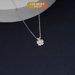 Dây chuyền bạc s925 DCJ204 hình hoa đính đá, ngọt ngào và tinh tế cho phái nữ, ChariotJewelry