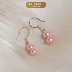 Khuyên tai nữ  ECJ09 ngọc trai nhân tạo cực sang chốt bạc 925 ChariotJewelry