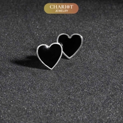 Khuyên tai Bạc ECJ23 Trái tim đá s925 ChariotJewelry