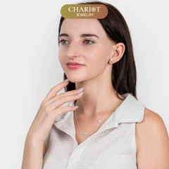 Khuyên tai bạc ECJ44 s925  dáng tròn ôm tai đính ngọc trai thanh lịch, ChariotJewelry