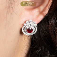 Khuyên tai bạc ECJ57 bông tai giọt đỏ quyến rũ, sang chảnh ChariotJewelry