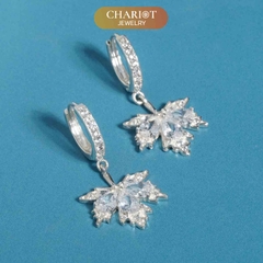 Khuyên tai bạc ECJ58 lá phong thả rơi dịu dàng, nữ tính ChariotJewelry