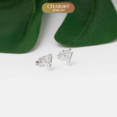 Khuyên tai bạc ECJ62 hình tam giác đính đá ChariotJewelry