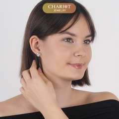 Khuyên tai bạc ECJ73 cánh hoa lấp lánh, đơn giản và nữ tính Chariot Jewelry