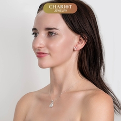 Khuyên tai bạc ECJ36 Tam giác Hoa s925 ChariotJewelry