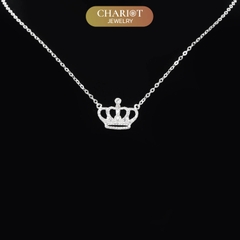 Dây chuyền s925 DCJ112 thiết kế hình vương miệng, đính đá CZ lấp lánh, ChariotJewelry