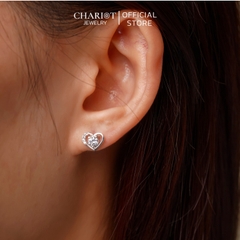 Khuyên tai Bạc ECJ23 Trái tim đá s925 ChariotJewelry