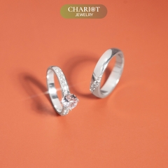 Nhẫn đôi bạc S925 nam nữ NCJ109 Dazzling Couple, nhẫn couple bạc, quà tặng 8-3 ý nghĩa dành tặng bạn gái, ChariotJewelry