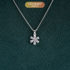 Dây chuyền bạc 925 DCJ201 Six-Petal Flower, mặt hoa đính full đá CZ lấp lánh, ChariotJewelry