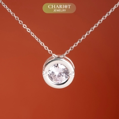 Dây chuyền bạc DCJ53 thiết kế tròn đính đá lấp lánh s925 ChariotJewelry