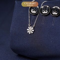 Dây chuyền DCJ69 hoa cúc đính đá CZ lấp lánh bạc 925 ChariotJewelry
