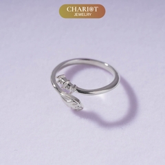 Nhẫn Bạc NCJ24 Hình Lá Kết Hợp Đính Đá Độc Đáo Chariot Jewelry