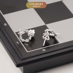 Khuyên tai bạc ECJ21 Trái tim đỏ rực lửa s925 ChariotJewelry