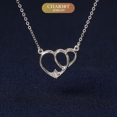 Dây chuyền bạc DCJ70 S925 trái tim đôi xinh xắn đính đá, quà tặng 8-3 ý nghĩa, Chariot Jewelry