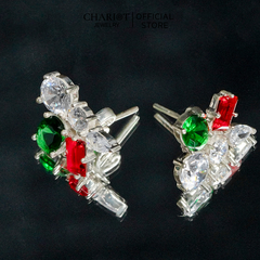 Khuyên tai bạc ECJ01 đá sắc màu, thiết kế sang trọng s925 ChariotJewelry