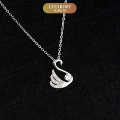 Dây chuyền bạc s925 DCJ197 hình thiên nga, đính đá CZ lấp lánh, ChariotJewelry