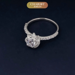 Nhẫn bạc NCJ155 họa tiết hoa hồng đính đá cao cấp, ChariotJewelry